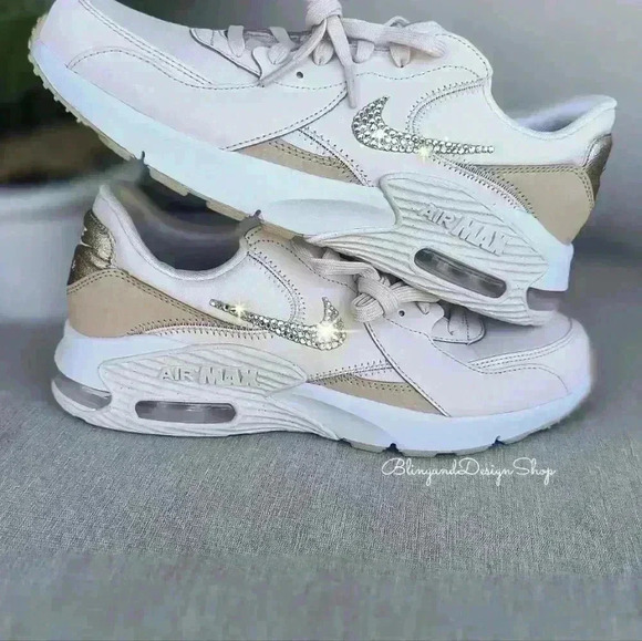 Bling Nike Air Max Excee Womens Pink Sneakers Shoes Made with Swarovski Crystals - Picture 2 of 8